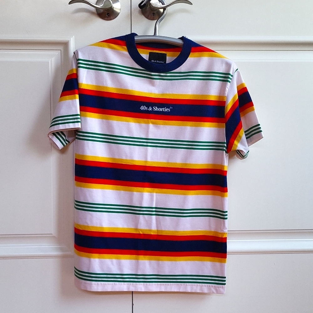 40’s And Shorties T-shirt Men’s Striped Retro Style Short Sleeve Size M